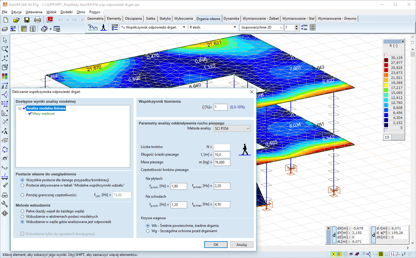 Analiza drgań od wymuszenia ruchem pieszych (Footfall analyse)