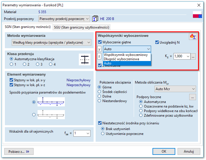 Automatyczne wyznaczenie wsp. długości wyboczeniowej