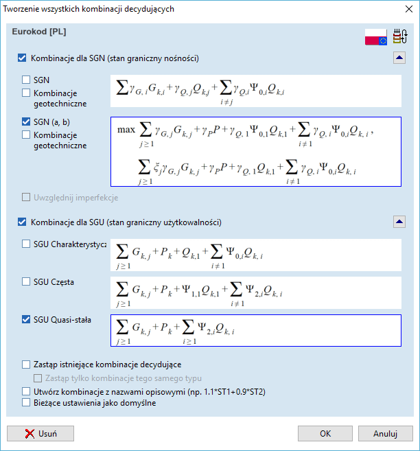 Przypadki i grupy obciążeń