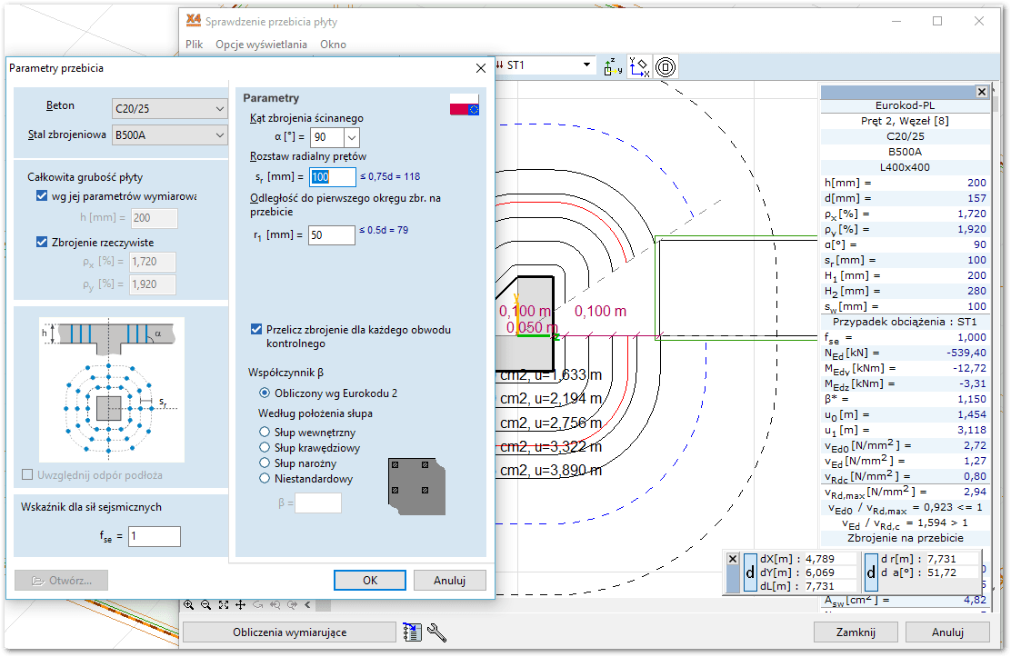 Sprawdzenie przebicia i ścinania w płytach