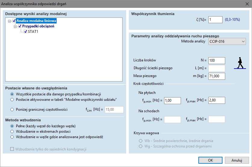 Analiza drgań od oddziaływania na płyty i schody ruchu pieszego (nowy moduł FFA)