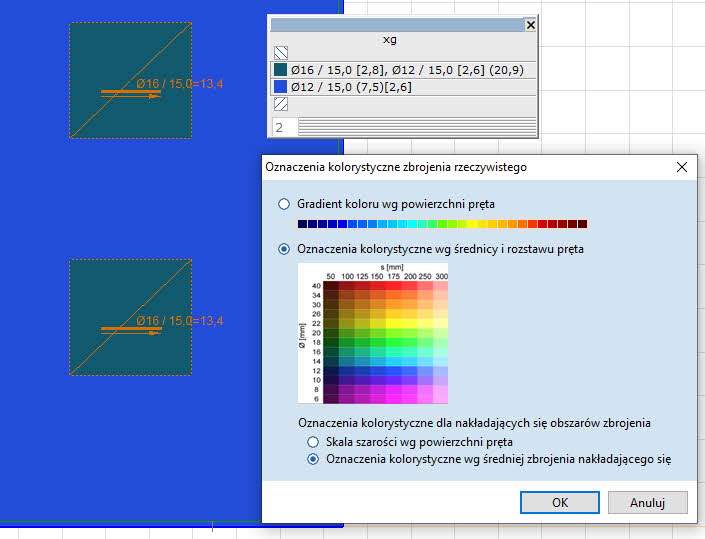 AxisVM X5 R2: Nowa legenda kolorów dla zbrojenia rzeczywistego