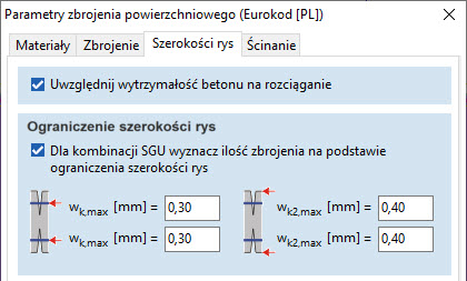 Dopuszczalna szerokość zarysowania na powierzchni betonu