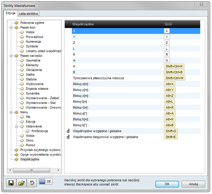 Edytor skrótów klawiszowych