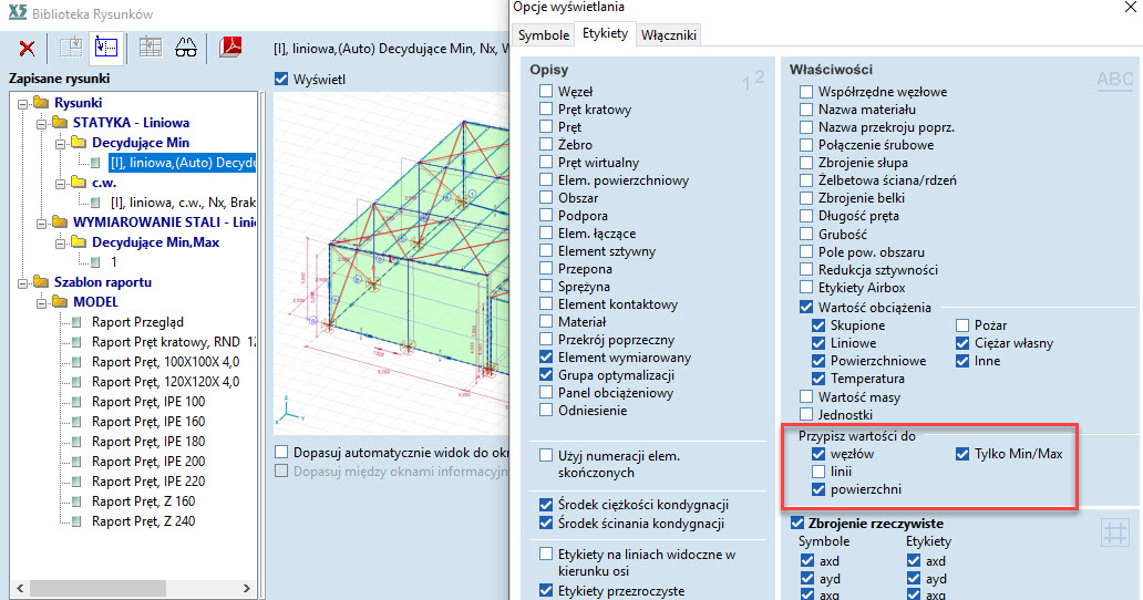 Etykiety sterowane z biblioteki rysunków