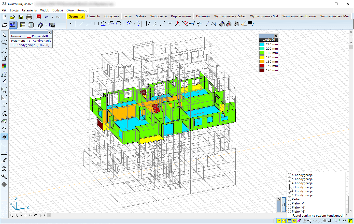 Pojedyncza kondygnacja budynku AxisVM