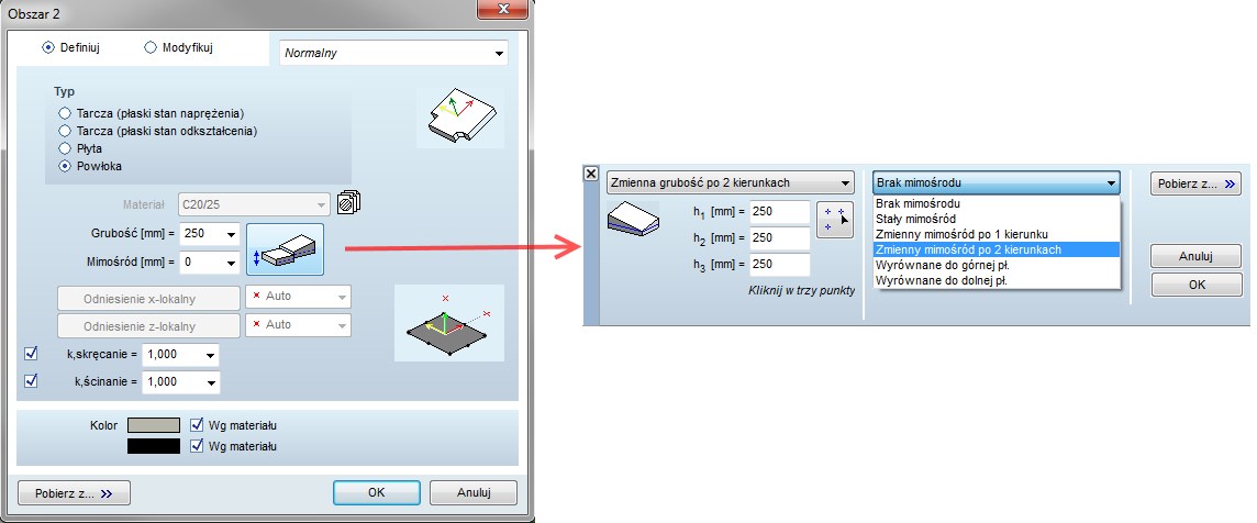 Obszary o zmiennej grubości