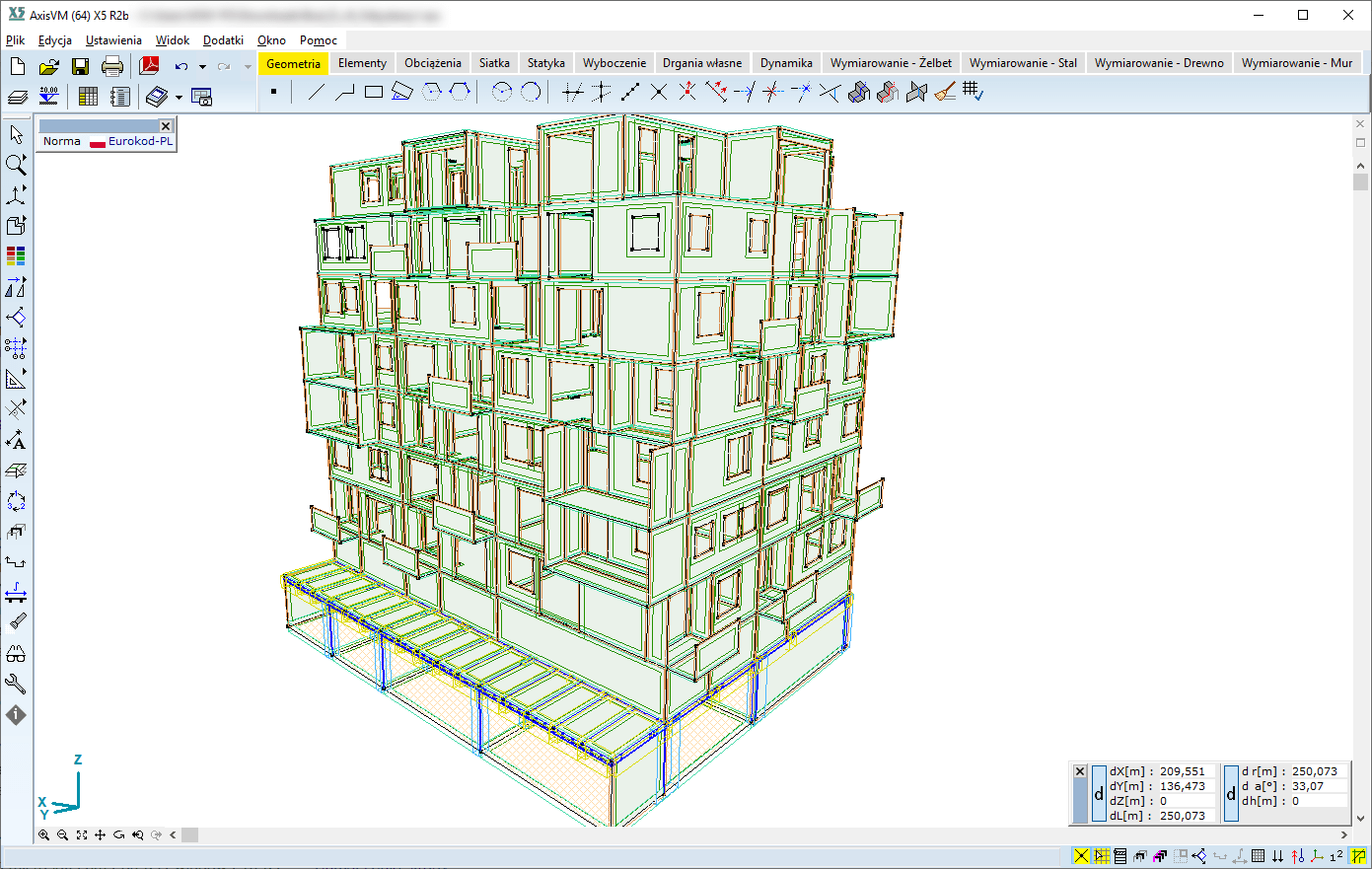 Widok modelu analitycznego w AxisVM