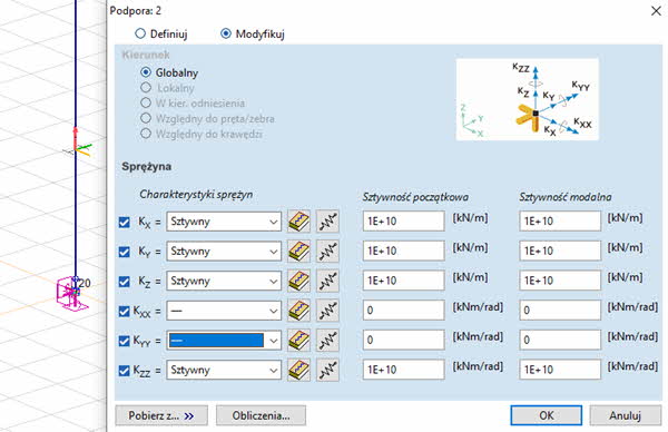 Podpory węzłowe definiowane poprzez charakterystykę sprężyny
