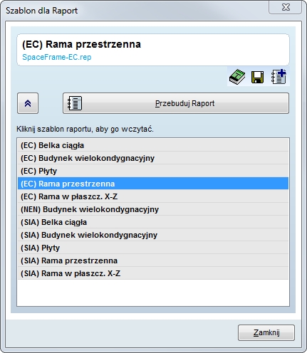 Predefiniowane szablony raportów
