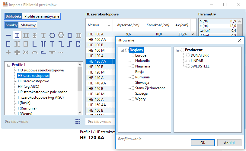 Przeprojektowane okno biblioteki profili