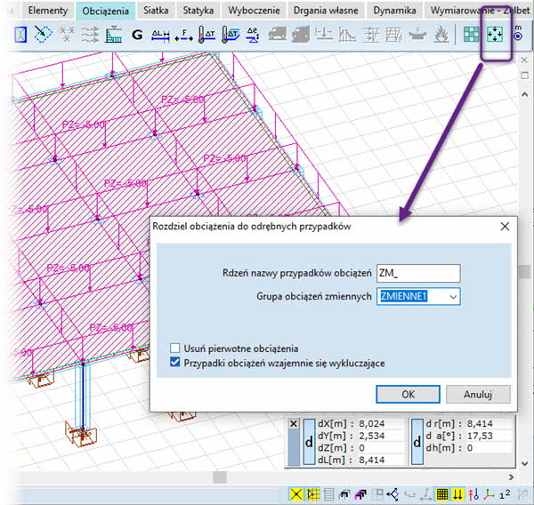 Rozdziel obciążenia do pojedynczych obciążeń