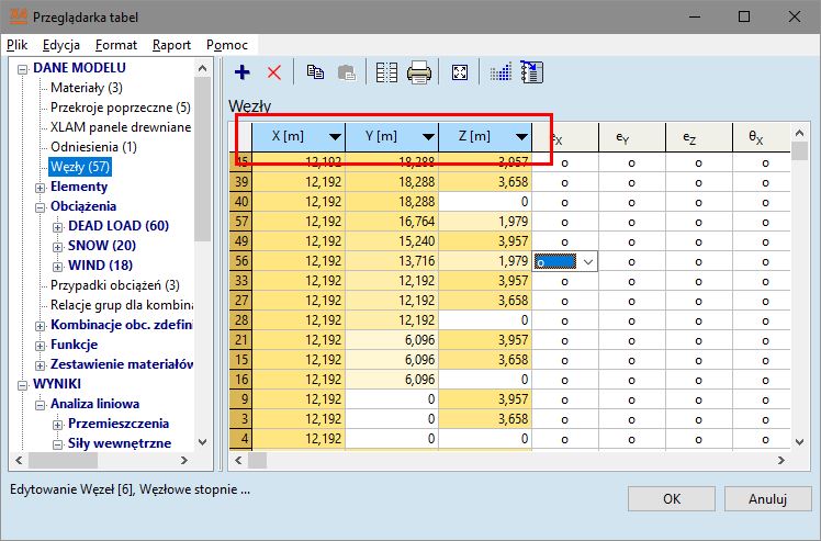 Sortowanie tabel wg kolumn