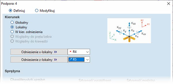 Ustawianie własnego układu lokalnego dla podpory węzłowej