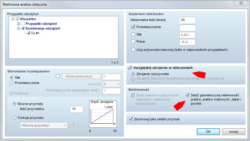 Uwzględnienie geometrycznej nieliniowości dla powłok ze zbrojeniem rzeczywistym