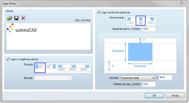 Własne logo w nagłówku raportu