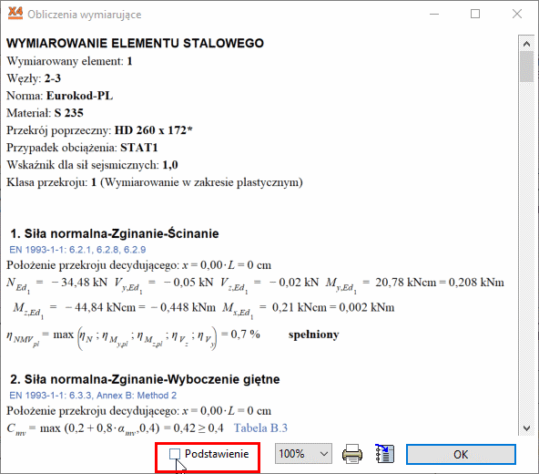 Wyłączanie podstawiania wartości liczbowych we wzorach i przesłanych do raportu