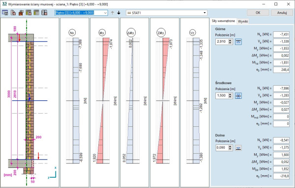 Wymiarowanie ścian murowych (nowy moduł MD1)