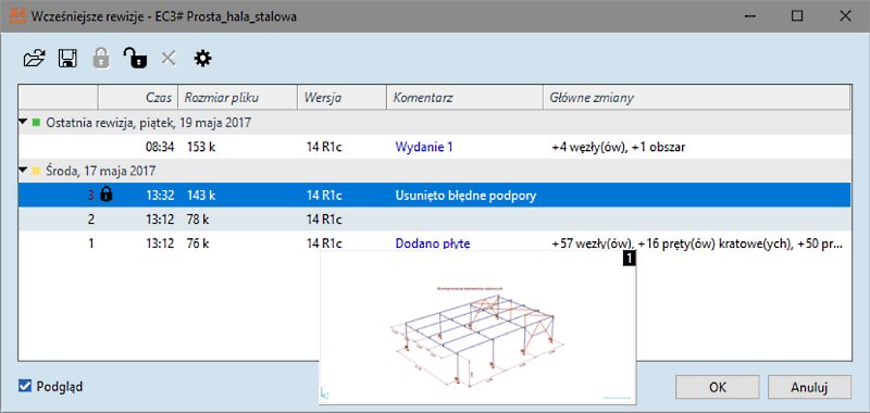 Zarządzanie i przechowywanie wcześniejszych rewizji modelu