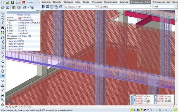 Wyświetlanie zbrojenia rzeczywistego na modelu globalnym