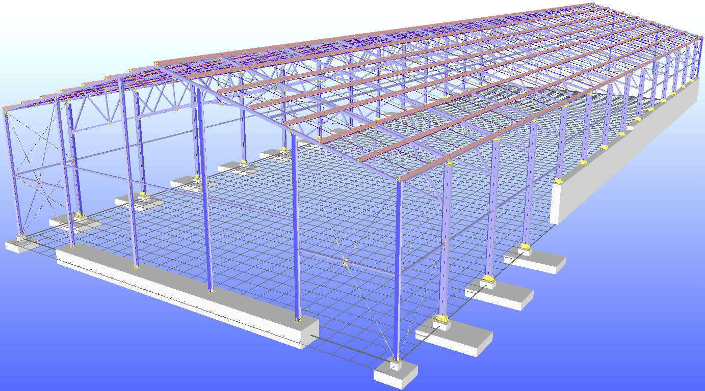 Model 3D hali magazynowej Virtual Steel