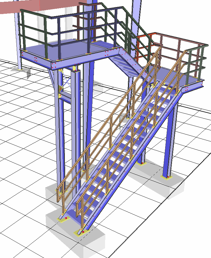 Model 3D schodów przemysłowych przy oczyszczalni ścieków Virtual Steel