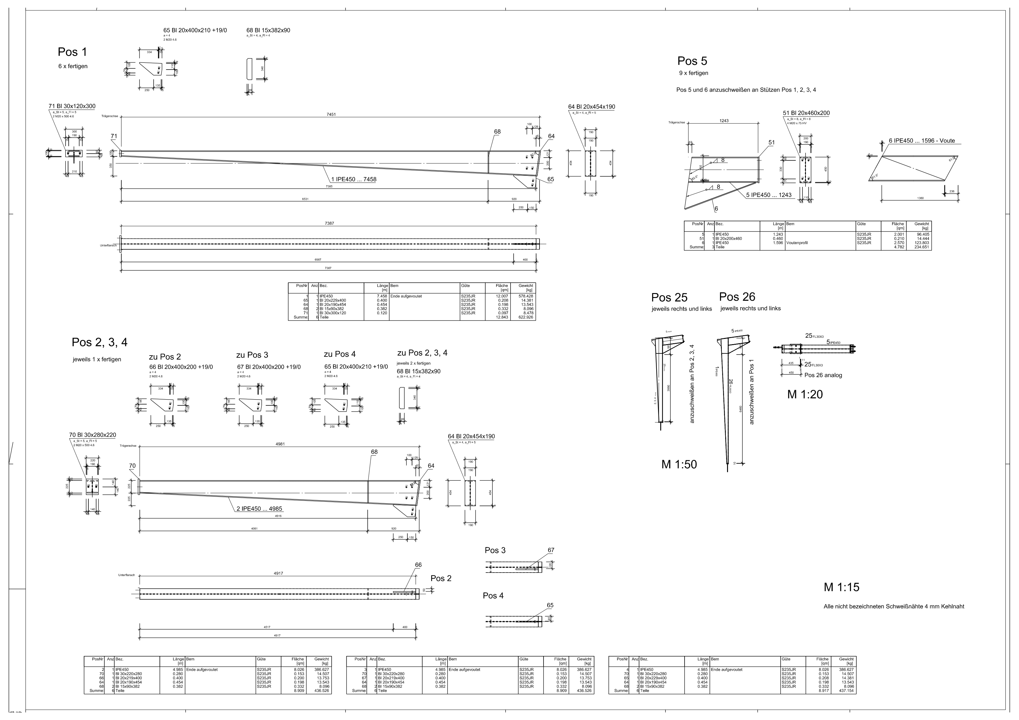Rysunek warsztatowy 2D stalowego słupa oczyszczalni ścieków Virtual Steel