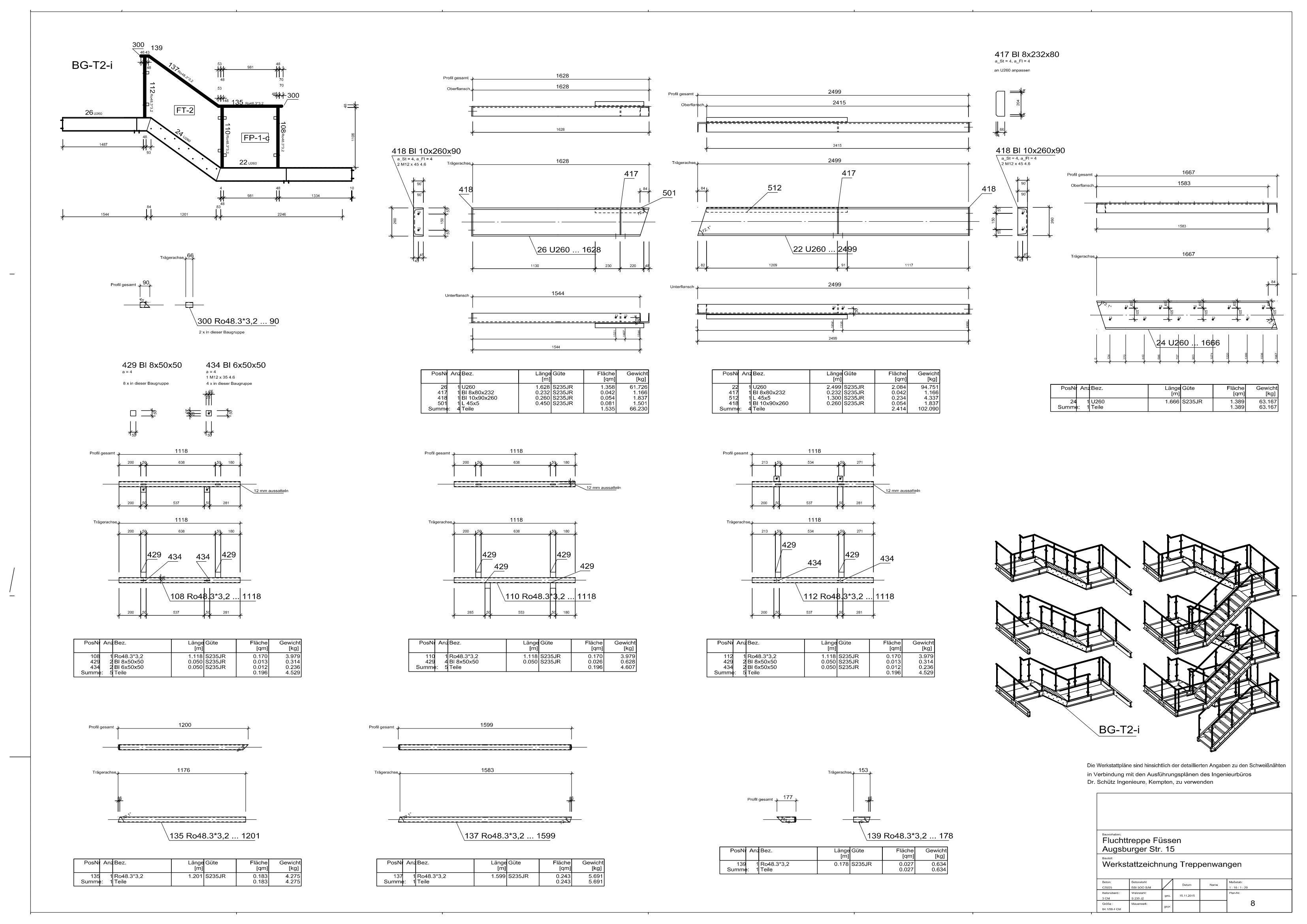 Rysunek warsztatowy biegu schodowego Virtual Steel