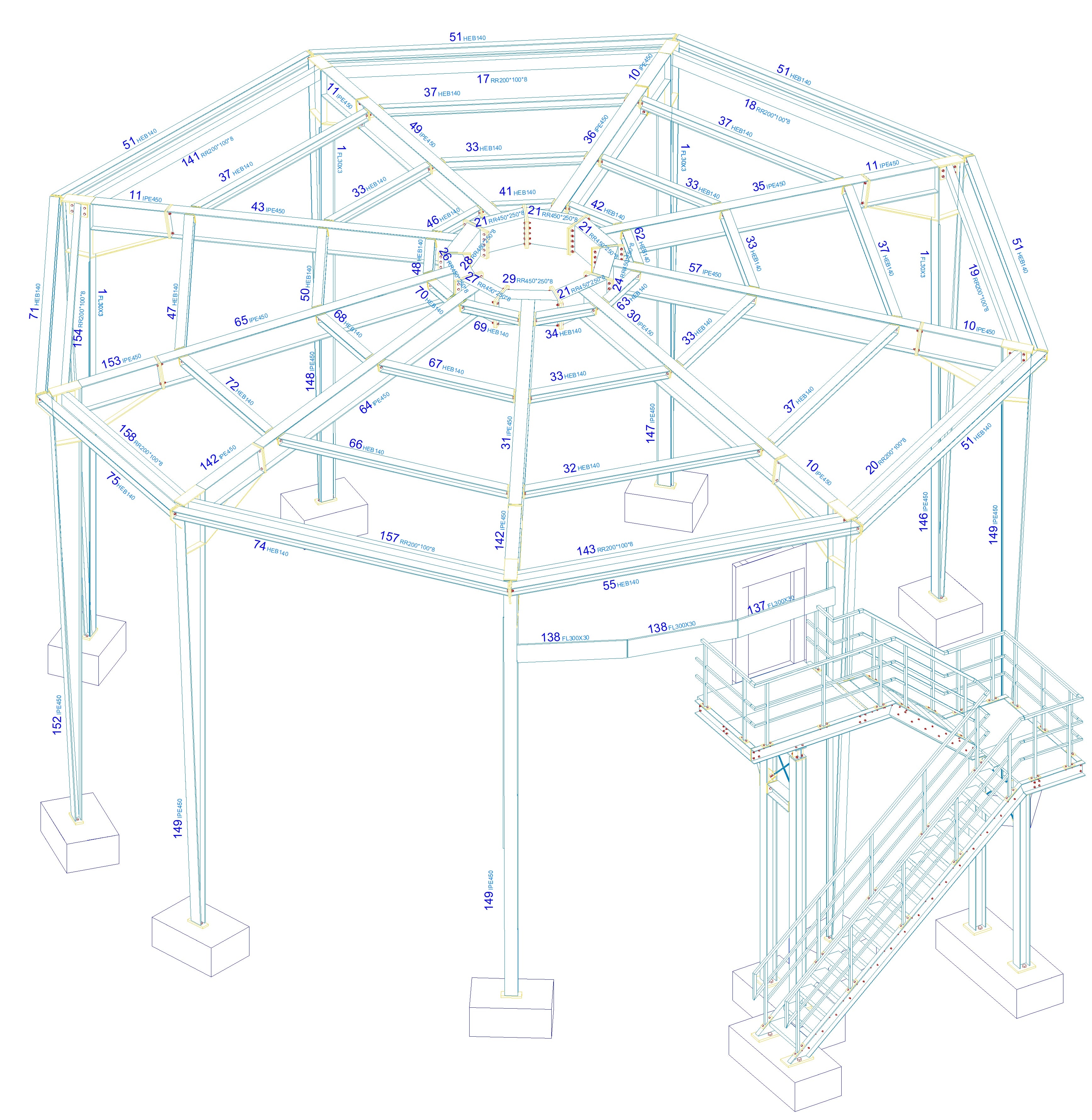 Rzut 2D stalowej oczyszczalni ścieków Virtual Steel