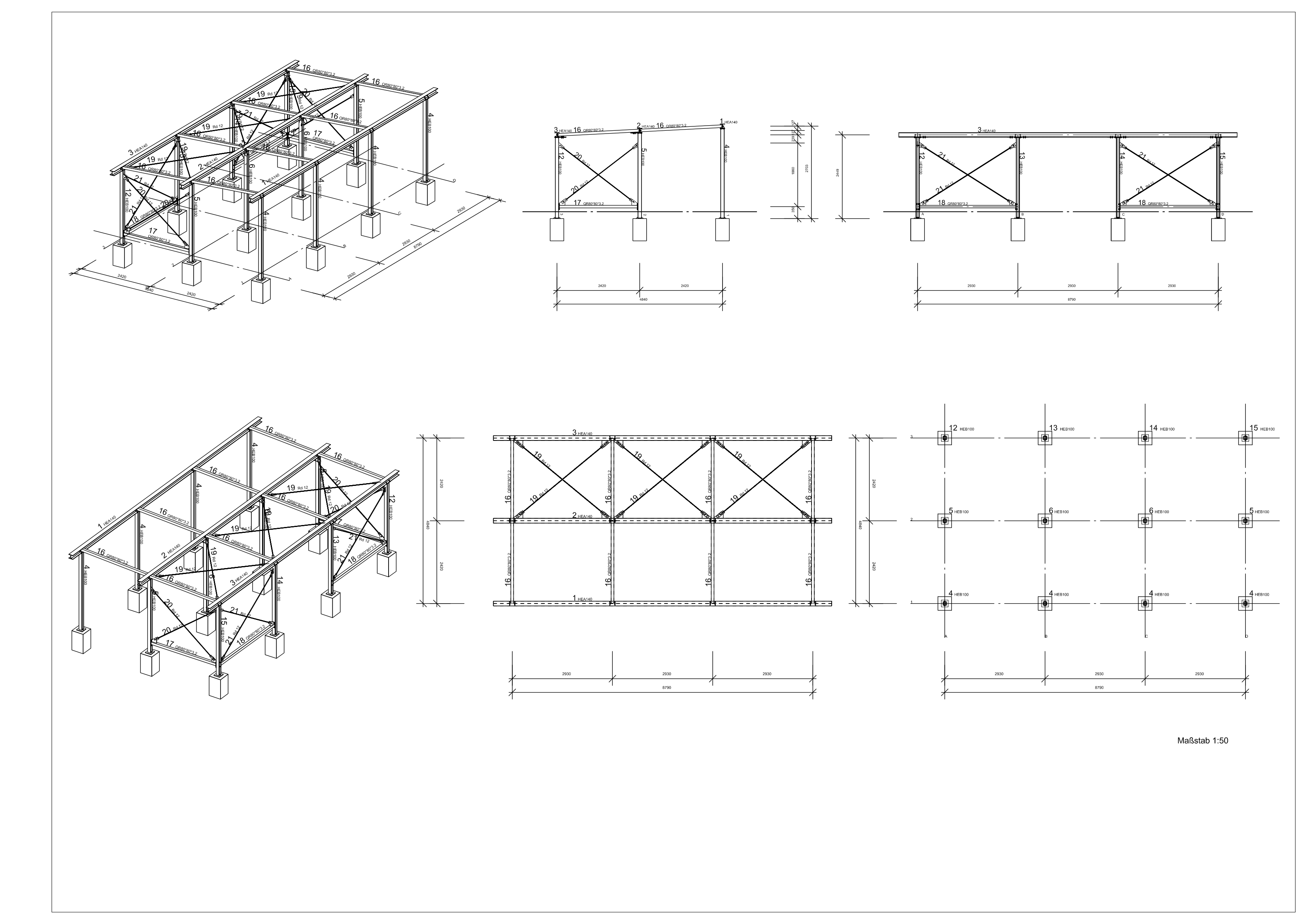 Rzuty 2D garażu stalowego Virtual Steel