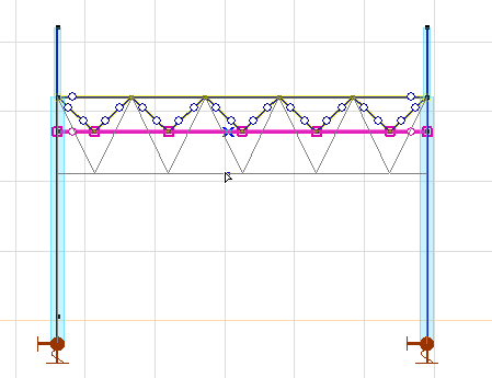 Zmiana wysokości kratownicy poprzez przeciągnięcie jej pasa dolnego