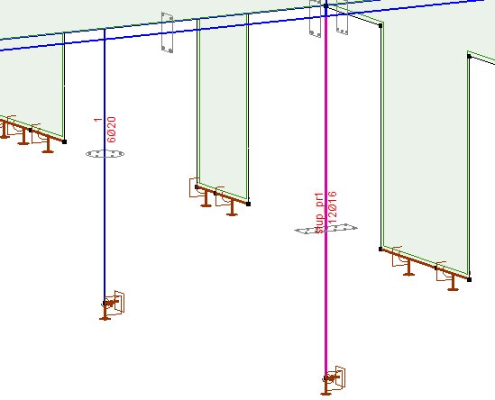 Opis na modelu globalnym przypisanego zbrojenia do słupów żelbetowych