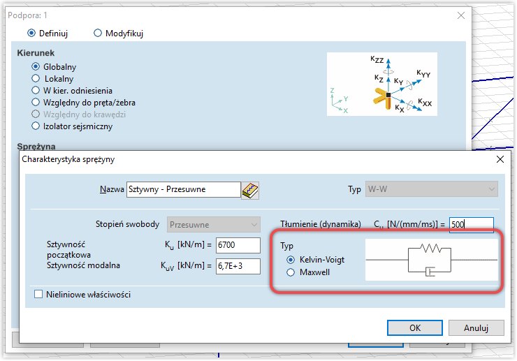 Wybór modelu tłumienia przypisywanego do elementu typu sprężyna