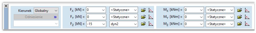 Okno dialogowe służące do definicji dynamicznego obciążenia skupionego na obszarze-panelu obciążeniowym