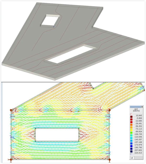 Przykładowa płyta z kablami sprężającymi