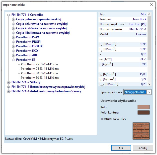 Biblioteka z predefiniowanymi materiałami typu mur.