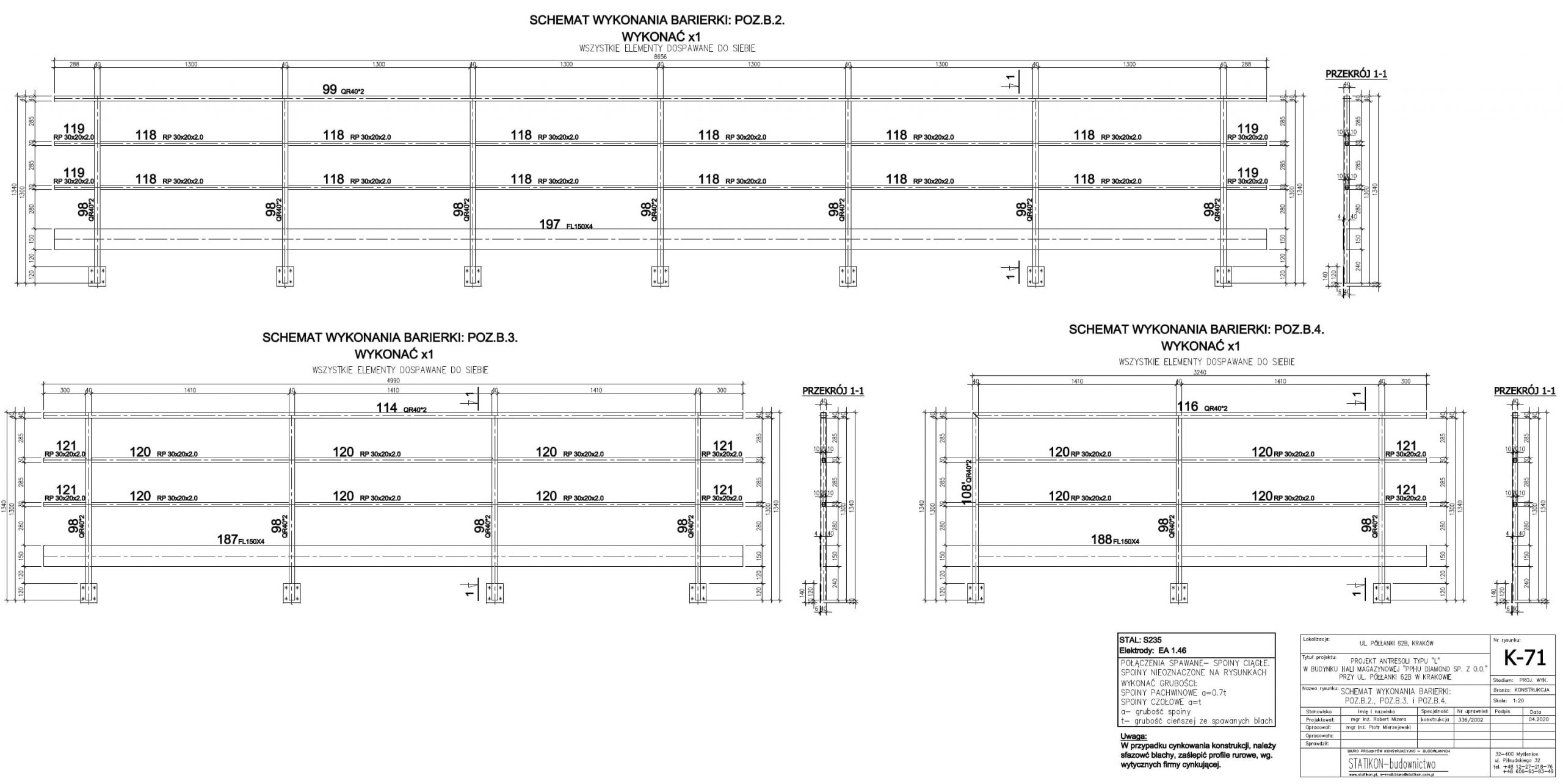 Schemat wykonania barierki przemysłowej