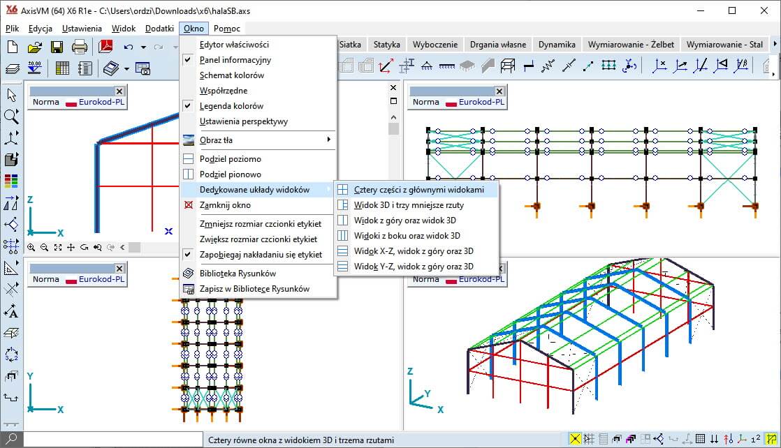 Przykładowy podział okna głównego programu
