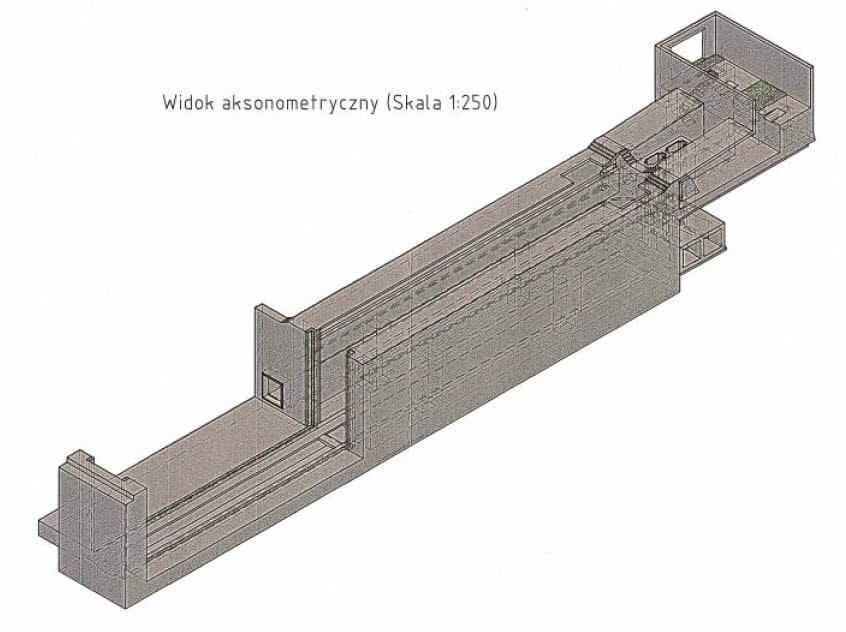 Widok aksonometryczny części żelbetowej