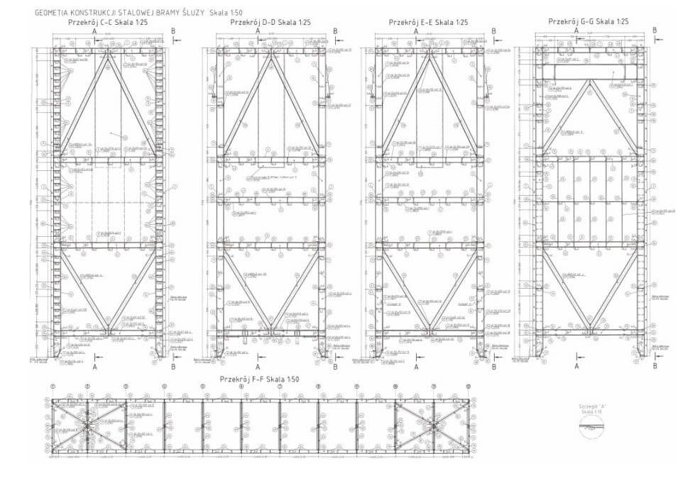 Rysunek konstrukcji wrót w programie zewnętrznym