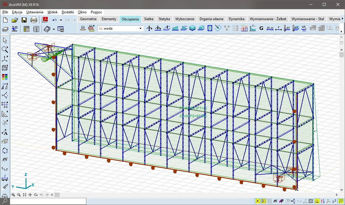 Model analityczny wrót z wykorzystaniem elementów powierzchniowych i prętowych