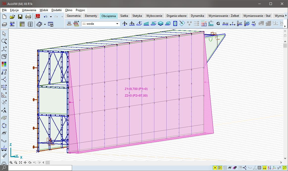 Obciążenie hydrostatyczne na przegrodę